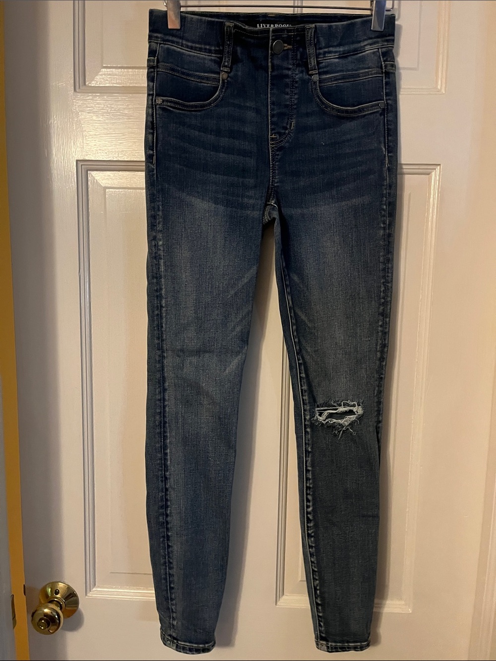 Liverpool Dark Blue Skinny Jeans with Knee Distress